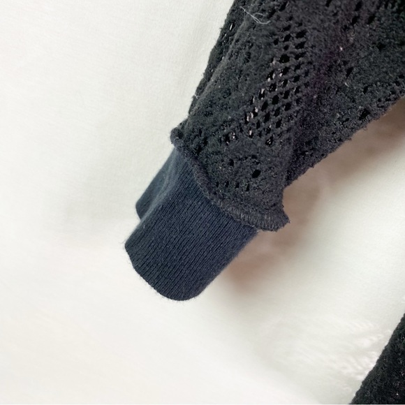 Free People Not Cold In This Black Knit Lace Sweater Top Med - Picture 6 of 9